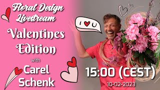 Flower Arranging Demonstration by Carel Schenk Valentines edition Livestream 57 [upl. by Adirehs952]