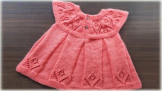 VESTIDO EM TRICÔ PARA BEBÊS DE 3 MESES Modelo Sunshine [upl. by Aicitan]