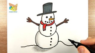 Apprendre comment dessiner un bonhomme de neige facile à dessiner [upl. by Adnalahs]