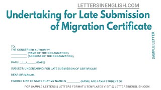 Undertaking For Late Submission Of Migration Certificate  Undertaking for Late Submission [upl. by Salisbury]