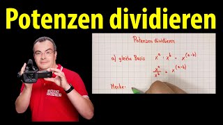 Potenzen dividieren  ganz einfach erklärt  Lehrerschmidt [upl. by Pearla]