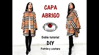 DIY Cómo hacer una capa abrigo con cuello alto Patrón y costura [upl. by Elocim]