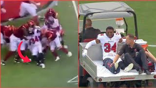 Horrible Injury 😨 Buccaneers Cornerback Bryce Hall Injured Vs Commanders  Carted Off Field [upl. by Ylle]