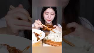 ASMR MUKBANG  Spicy Cold Noodles NaengmyeonFor Hangover amp Dumplings ManduSpicy Chilies🔥 shorts [upl. by Ephrem205]