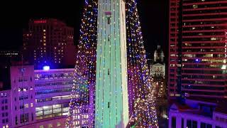 View the 2021 lighting of the Indianapolis Circle of Lights from a drone [upl. by Cimbura]