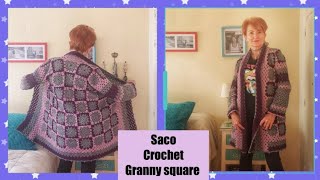 SacoAbrigo en crochet con Grannys Square [upl. by Kath]