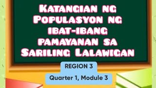 KATANGIAN NG POPULASYON SA SARILING LALAWIGAN REHIYON 3 [upl. by Adleremse]