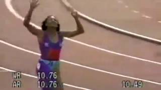 W 100m  Florence GriffithJoyner  1049  Indianapolis USA  1988  World Record [upl. by Purdy]