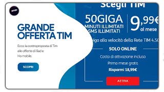 50GB Internet 999€ GRANDE OFFERTA TIM [upl. by Enneillij]