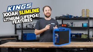 Kings 100Ah Slimline Lithium Features  LiFePO4  100A BMS [upl. by Kassaraba]