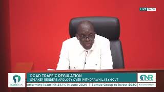 Road traffic regulation Speaker renders apology over withdrawn LI by government [upl. by Iharas]