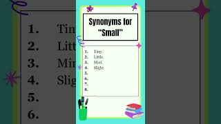 Synonyms  Synonyms for quotSmallquot  Similar words  The Study Corner  synonyms shorts [upl. by Maximilien]