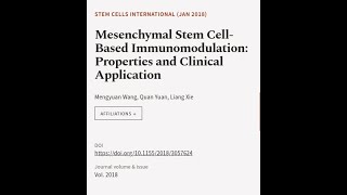 Mesenchymal Stem CellBased Immunomodulation Properties and Clinical Application  RTCLTV [upl. by Humphrey]