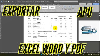 EXPORTAR análisis de costos unitarios a PDF EXCEL WORD desde el S10 costos y presupuestos [upl. by Atse14]