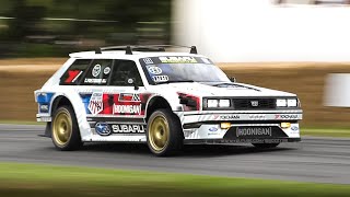 Travis Pastrana 860HP Subaru GL Wagon Gymkhana 2022 Car w Active Aero driven FLATOUT at Goodwood [upl. by Heurlin633]