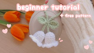 crochet lily of the valley ♡ headphone accessory  crochet for beginner  EASY amp QUICK CROCHET [upl. by Lorna]