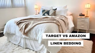 NEW BEDDING Target vs Amazon LINEN BEDDING [upl. by Idnib590]