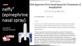 neffy epinephrine nasal spray emergency treatment of type 1 allergic reactionsanaphylaxis [upl. by Alyacim]