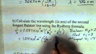 Calculating Wavelength for Hydrogen Spectral Lines [upl. by Esilenna]