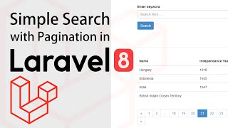 Simple Search with Pagination in Laravel 8  Laravel 8 tutorial [upl. by Boeke144]