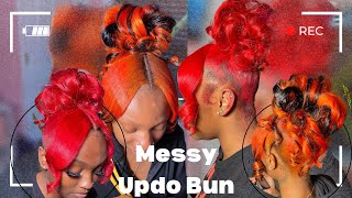 How To Messy Updo  2 Curly Bangs 💕 TheKijhonaJSlay✨ [upl. by Llered]