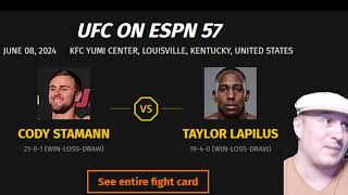 Cody Stamann vs Taylor Lapilus Prediction and Bet UFC on ESPN 57 Cannonier vs Imavov [upl. by Kimmel]