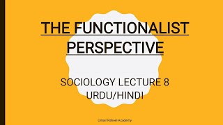 Functionalism  Functionalist Perspective  Sociological Perspectives  Sociology Lecture UrduHindi [upl. by Turoff]