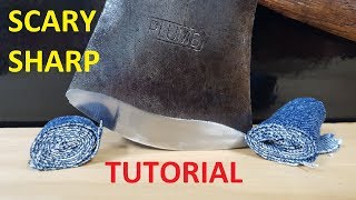 How to Sharpen a Hatchet or Axe to a Scary Sharp Edge [upl. by Gatian]