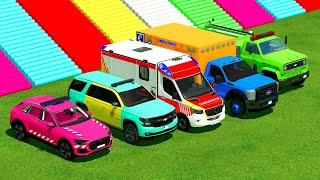 EMERGENCY SUZUKI JIMNY VS CHEVY VS PEUGEOT amp PICKUP TRANSPORT BATTLE Farming Simulator 22 [upl. by Nire945]