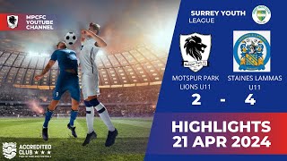 Motspur Park FC  U11 Lions Boys  21042024  MPFC vs Staines Lammas [upl. by Kendyl]