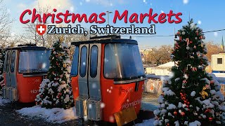 🇨🇭 Christmas in Switzerland 4K Zurich  The Most Expensive City  Christmas Markets Walk Dec 2023 [upl. by Arakal]