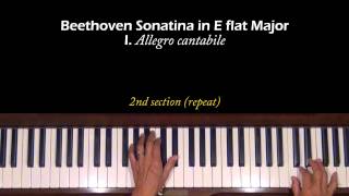 Beethoven Sonatina in Eb Major Piano Tutorial 1st mvt [upl. by Sakiv]