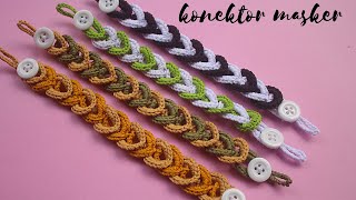 konektor masker rajut motif braid 2 tutotrial easy to make [upl. by Aetnuahs441]