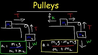 Pulley Physics Problem  Finding Acceleration and Tension Force [upl. by Anaiviv]