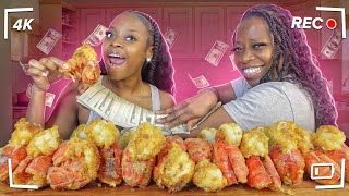 I CHALLENGED MY MOM TO EAT 12 FRIED LOBSTER TAILS FOR 1000 [upl. by Dinnage]