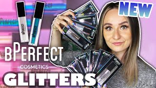 SWATCHING 9 NEW bPerfectCosmetics GLAMOUR GLITTER SHADOWS ✨ Unboxing AF bperfect [upl. by Odille219]