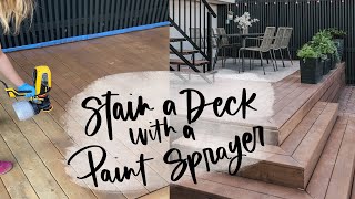 How To Stain A Deck With A Paint Sprayer [upl. by Hersch421]