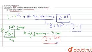 For Freundlich adsorption isotherm xmkp1n  the value of n is [upl. by Mccandless]