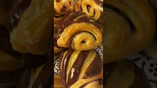 Full recipe in description Easy Chocolate Croissant Pain au chocolatNofold technique shorts [upl. by Anavoig]