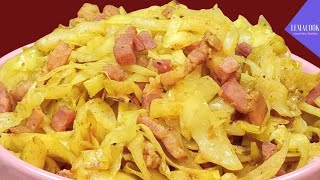 la recette de chou blanc cuit sauté aux lardons que vous allez faire encore et encore 11 [upl. by Leahcir873]