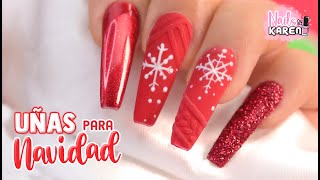 UÑAS NAVIDEÑAS 2020 COLOR ROJO [upl. by Akcinat]