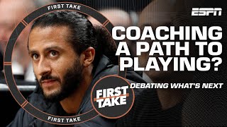 COACH KAEPERNICK 😮 Jim Harbaugh offers Colin Kaepernick job with LA Chargers  First Take [upl. by Demah44]