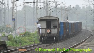 4K Guard Checking Progress Of JHS WAG7 With Steel Roll Freight Train Against Maruti Wagon R [upl. by Marabelle]