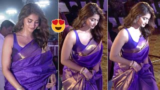 మేడమ్ సార్ మేడం అంతే Pooja Hegde CUTE Looks In Saree At Radhe Shyam Pre Release Event  Prabhas [upl. by Clevie]