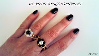 Beaded rings DIY gorgeous rings tutorial [upl. by Traggat]