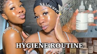 FEMININE HYGIENE ROUTINE Cleansing  Exfoliating  shaving  eliminating body odor 🤍 [upl. by Adien]