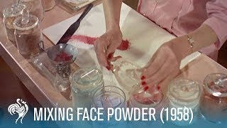 Mixing Face Powder Retro Cosmetics 1958  British Pathé [upl. by Flight763]