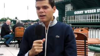 Raonic Happy On Grass In Halle [upl. by Eanore]