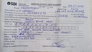 how to fill SBI Bank NEFTRTGS form  RTGS ಬರೆಯುವುದು ಹೇಗೆ [upl. by Eserehs]