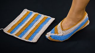 The simplest crochet slippers from a rectangle [upl. by Cherilynn]